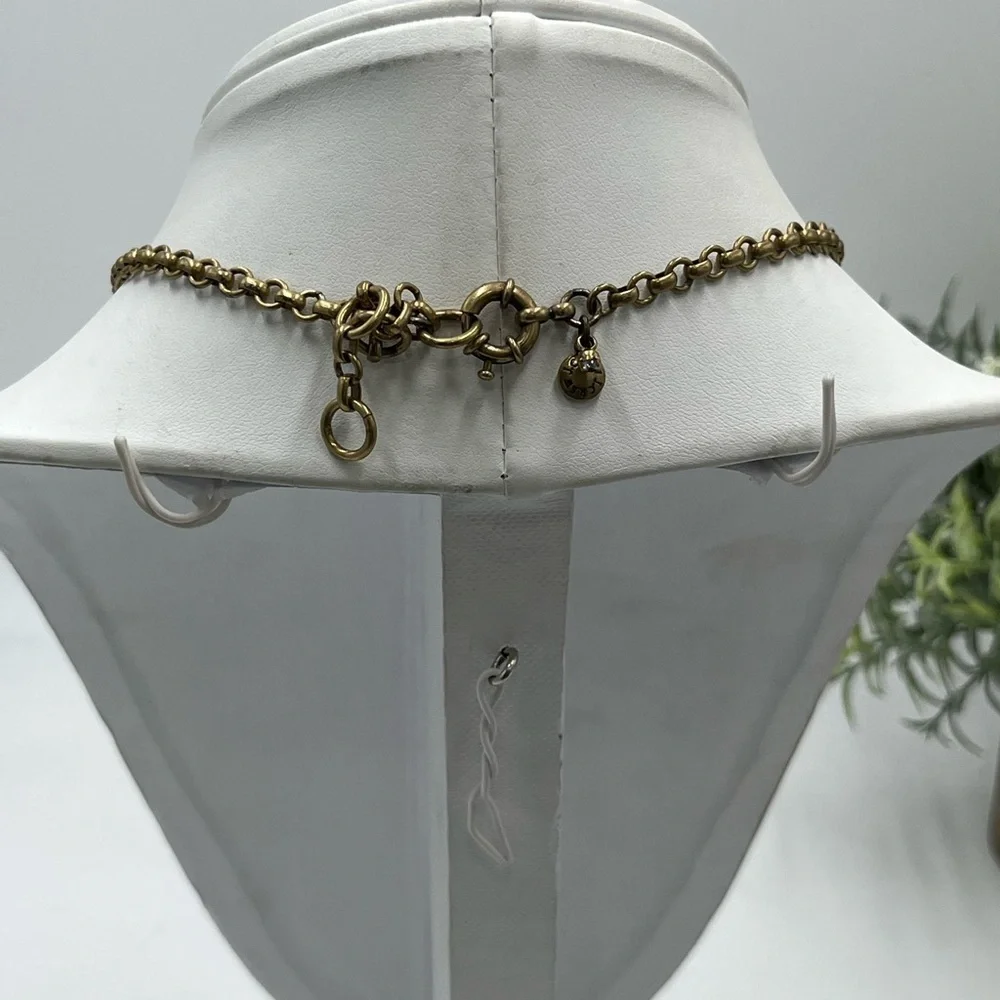 J. Crew‎ Gold Toned Dark Gray Rhinestones Edgy Statement Necklace